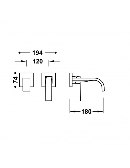 Elementy zewnętrzne do podtynkowego korpusu baterii umywalkowej TRES - SLIM 20230023OM
