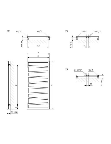 Terma Technologie Grzejnik łazienkowy ZIGZAG 1310x500 biały WGZIG131050