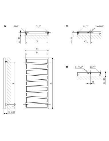 Terma Technologie Grzejnik łazienkowy ZIGZAG 835x500 biały WGZIG083550