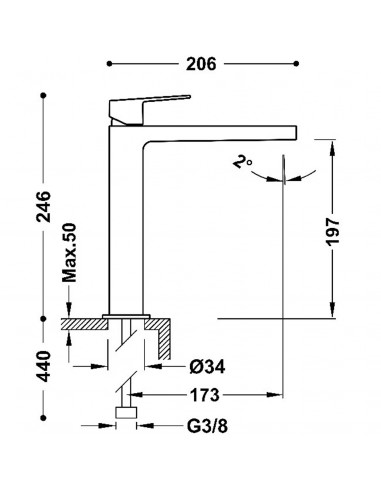 Bateria umywalkowa stojąca TRES -...