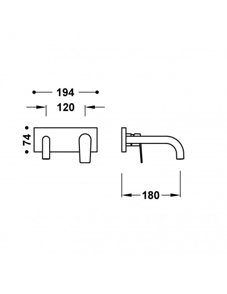 Elementy zewnętrzne do podtynkowego korpusu baterii umywalkowej TRES - PROJECT 21130031OM