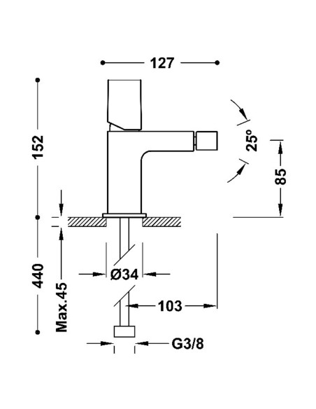 Bateria bidetowa TRES - PROJECT 21112002OM