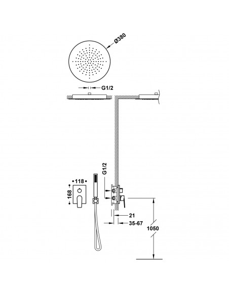 Zestaw baterii jednouchwytowej podtynkowej 2-drożnej Rapid-box prysznicowej TRES - PROJECT 21128006OM