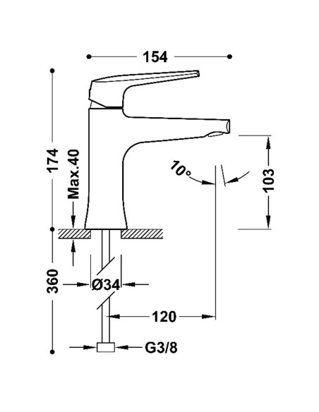 Bateria umywalkowa stojąca TRES - FUJI 28110301AC