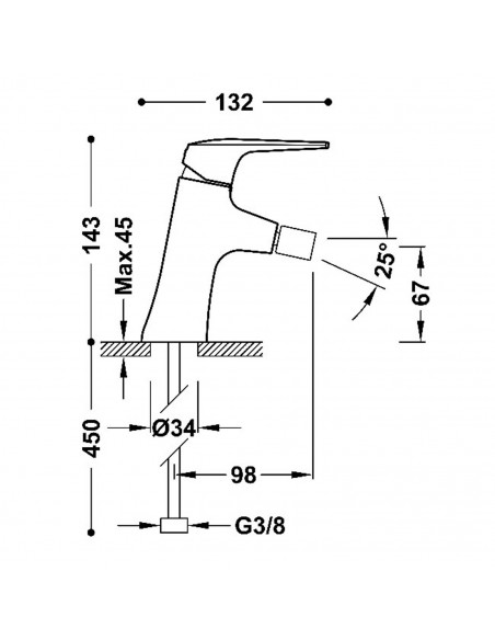 Bateria jednouchwytowa bidetowa TRES - FUJI 28112001OPM