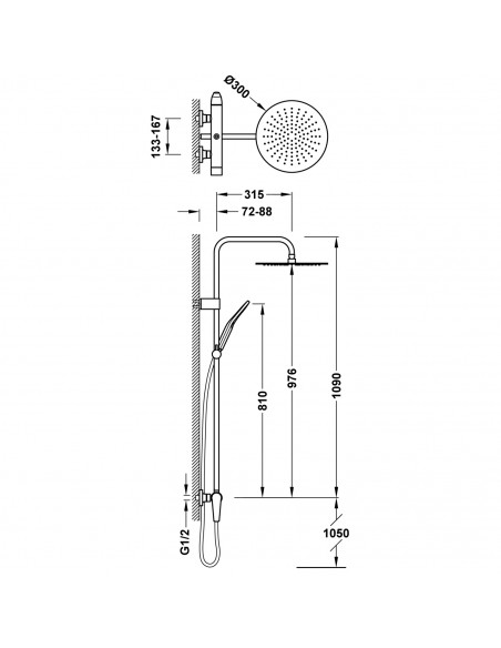 Zestaw natryskowy z baterią ścienną TRES - FUJI 28119101OPM