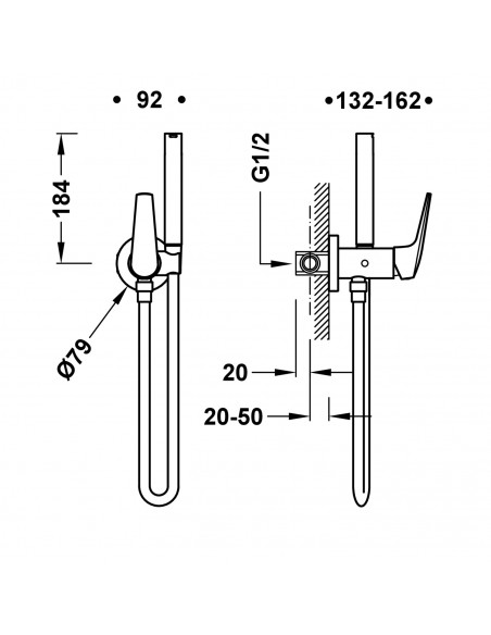 Bateria jednouchwytowa podtynkowa bidetowa TRES - FUJI 28112301KMB