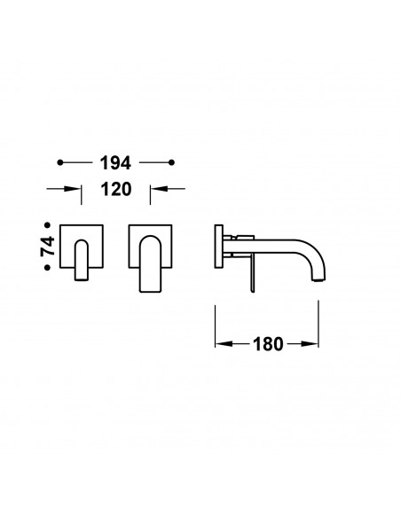 Elementy zewnętrzne do podtynkowego korpusu baterii umywalkowej TRES - LOFT 20030021AC