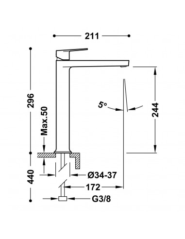 Bateria umywalkowa wysoka XL stojąca...