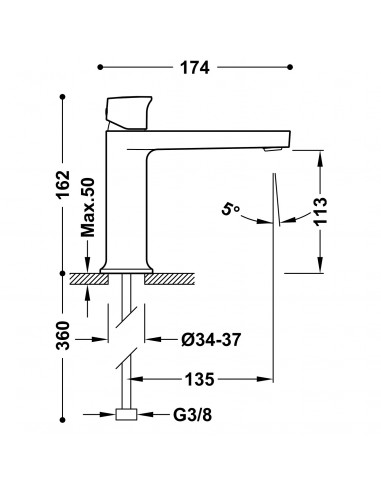 Bateria umywalkowa stojąca TRES -...