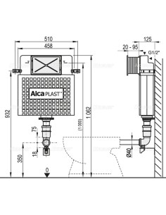 Alcaplast Basicmodul - Zbiornik-spłuczka do zabudowy ciężkiej A112 2