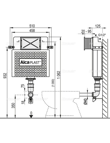 Alcaplast Basicmodul - Zbiornik-spłuczka do zabudowy ciężkiej A112