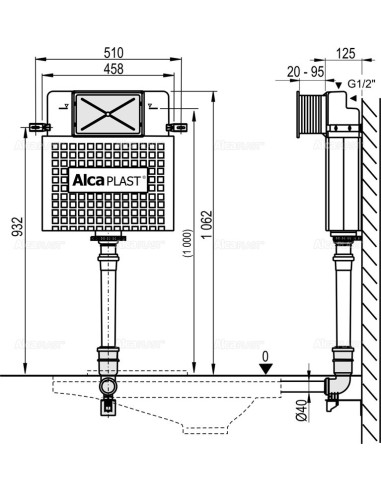 Alcaplast Basicmodul - Zbiornik-spłuczka do zabudowy ciężkiej A112