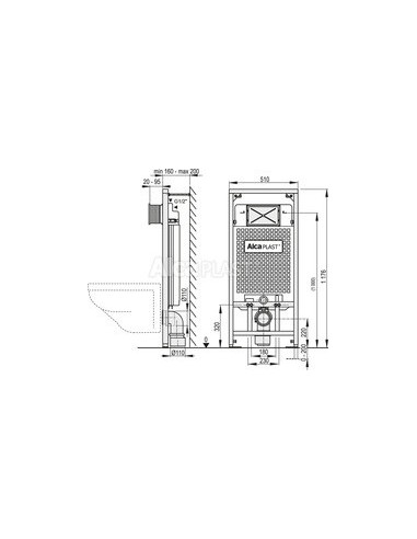 Alcaplast Sádromodul - Podtynkowy system instalacyjny do suchej zabudowy (karton-gips) (wysokość zabudowy 1 m) A101/1000