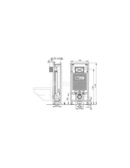 Alcaplast Sádromodul - Podtynkowy system instalacyjny do suchej zabudowy (karton-gips)(wysokość zabudowy 0,85 m)  A101/850