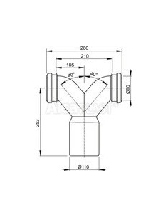 Alcaplast Podwójne kolano połączeniowe 90° z uszczelkami M909 2