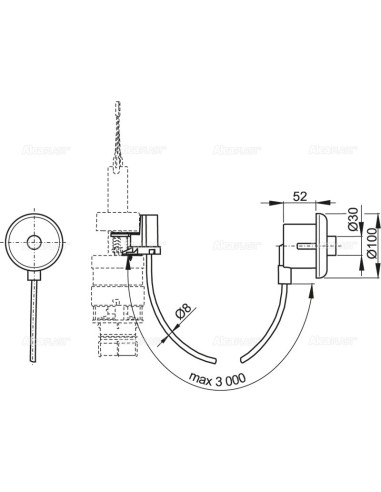 Alcaplast Zdalne pneumatyczne spłukiwanie – ręczne, bíałe, zabudowa: do ściany MPO10