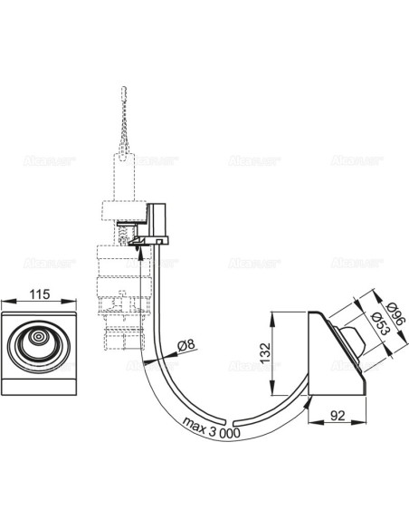 Alcaplast Zdalne pneumatyczne spłukiwanie – nożne, metal, zabudowa: na ścianę MPO13