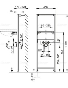Alcaplast Rama montażowa do umywalki (wysokość zabudowy 1,2 m) A104/1200 2