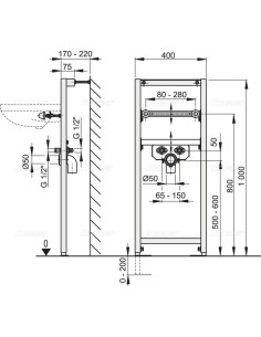 Alcaplast Rama montażowa do umywalki (wysokość zabudowy 1 m)  A104/1000 2