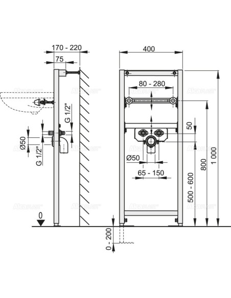 Alcaplast Rama montażowa do umywalki (wysokość zabudowy 1 m)  A104/1000