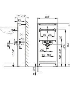 Alcaplast Rama montażowa do umywalki (wysokość zabudowy 0,85 m) A104/850 2