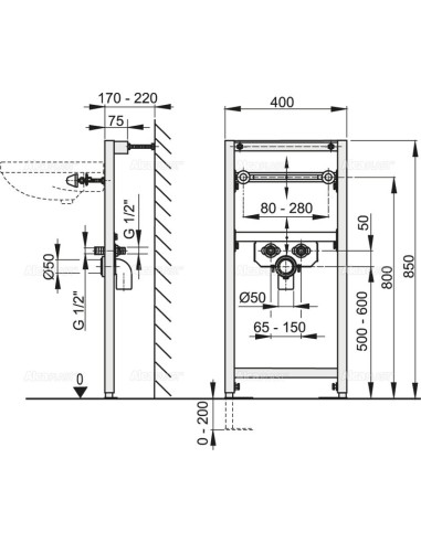 Alcaplast Rama montażowa do umywalki (wysokość zabudowy 0,85 m) A104/850