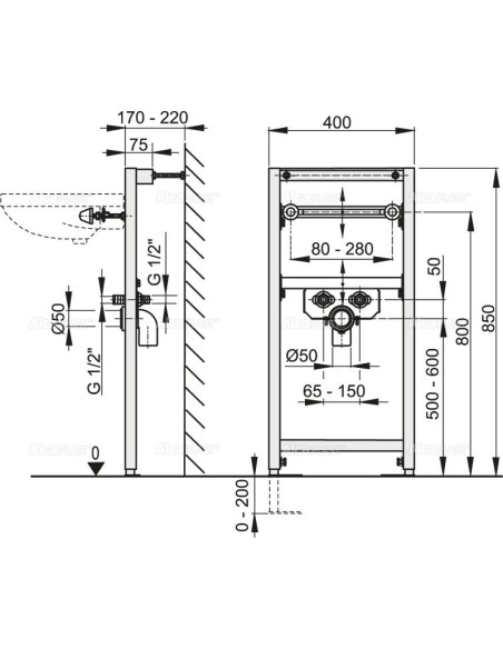 Alcaplast Rama montażowa do umywalki (wysokość zabudowy 0,85 m) A104/850