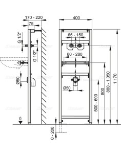 Alcaplast Rama montażowa do umywalki (wysokość zabudowy 1,2 m) A104A/1200 2