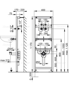 Alcaplast Rama montażowa umywalki z zabudowanym syfonem (wysokość zabudowy 1,2 m)  A104AVS/1200 2