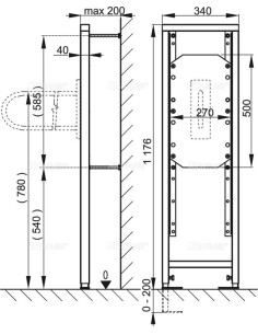 Alcaplast Rama montażowa do uchwytów (wysokość zabudowy 1,2 m) A106/1200 2