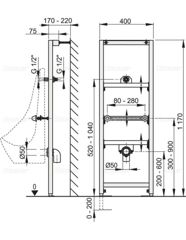 Alcaplast Rama montażowa do pisuaru (wysokość zabudowy 1,2 m) A107/1200