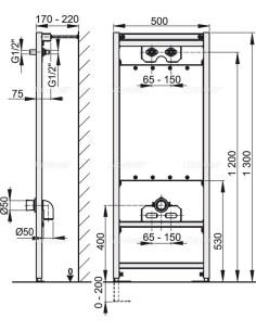 Alcaplast Rama montażowa do zlewni (wysokość zabudowy 1,3 m) A108/1300 2