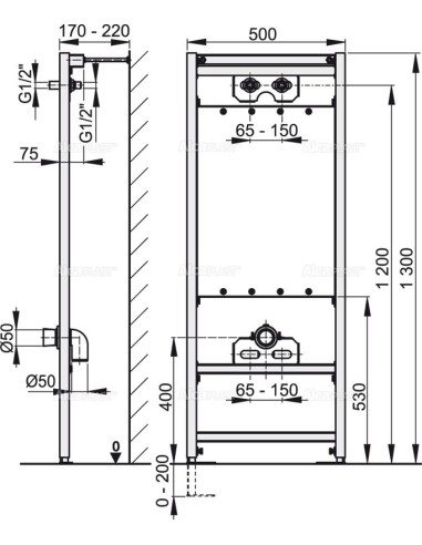 Alcaplast Rama montażowa do zlewni (wysokość zabudowy 1,3 m) A108/1300
