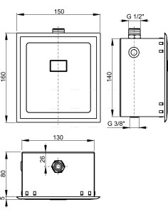 Alcaplast Automatyczny zawór pisuarowy,chrom 6 V (zasilanie z baterii) ASP4B 2