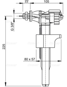 Alcaplast Zawór napełniający boczno zasilany z metalową końcówką (zbiorniki ceramiczne) A16P 3/8" 2