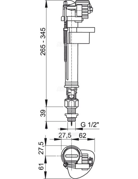 Alcaplast Zawór napełniający dolno zasilany A17 1/2"
