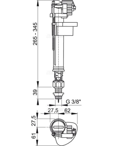 Alcaplast Zawór napełniający dolno zasilany A17 3/8"