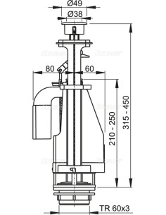 Alcaplast Zawór spustowy z dzielonym przyciskiem A08 2
