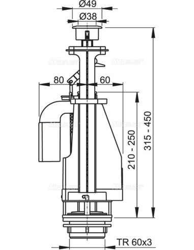 Alcaplast Zawór spustowy z dzielonym przyciskiem A08
