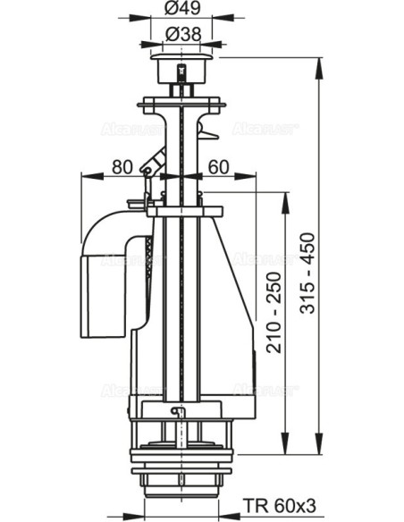 Alcaplast Zawór spustowy z dzielonym przyciskiem A08