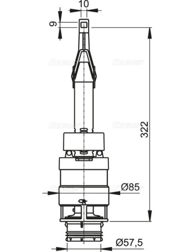 Alcaplast Zawór spustowy do spłuczek obniżonych A100/850, A101/850 A06/850