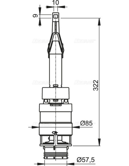 Alcaplast Zawór spustowy do spłuczek obniżonych A100/850, A101/850 A06/850