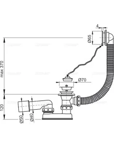 Alcaplast Syfon wannowy chrom A501 2