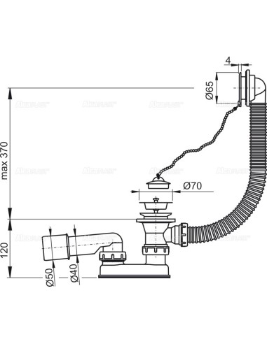 Alcaplast Syfon wannowy chrom A501