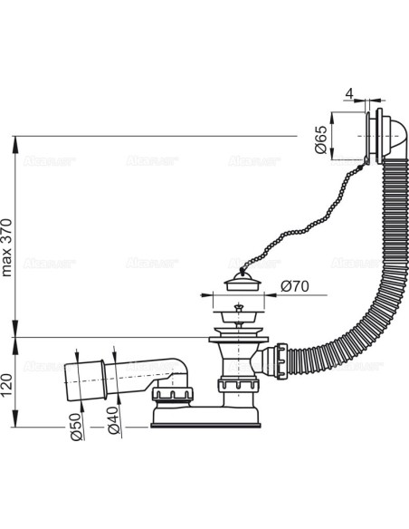 Alcaplast Syfon wannowy chrom A501