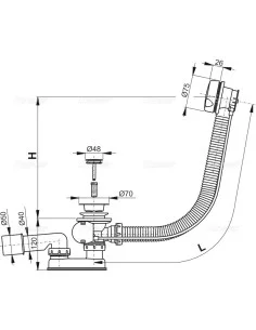 Alcaplast Syfon wannowy z korkiem automat chromowany (długośc 100 cm) A51CR 100 2