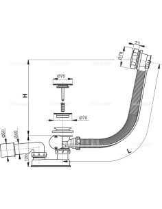 Alcaplast Syfon wannowy z korkiem automat metal (długośc 100 cm) A55KM 100 2