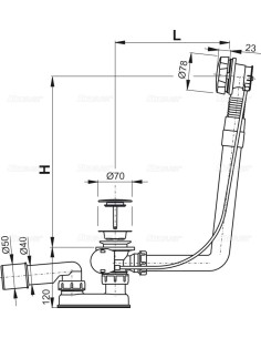 Alcaplast Syfon wannowy z korkiem automat metal A550KM 2
