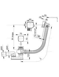 Alcaplast Syfon wannowy automatyczny z napełnianiem przelewem A564KM3 2